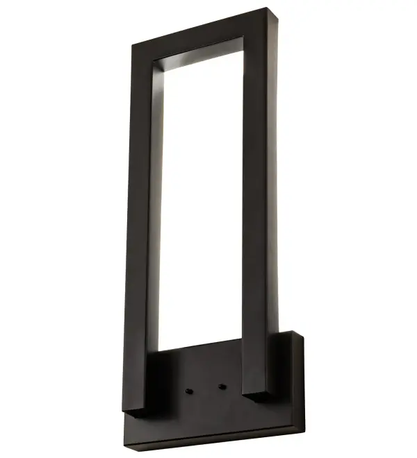 A handsome and unique wall luminatire that features a striking silhouette profile in a Flat Black finish to enhance and complement nearly any room setting. This stunning ADA Compliant wall sconce illuminates with Integral LEDs. The Gateway Wall Sconce is included in our American-made, American-designed, handcrafted Modern Lighting Collection. Manufactured in Yorkville, New York. UL and cUL listed for dry and damp locations. Collection: Gateway Finish: Solar Black Glass: Black Glass Width: 14.00" Height: 32.00" Length: 4.00" Weight: 9.50 lb Extension from Wall: 4.00" Number of Bulbs: 2 Maximum Wattage: 23.50 W Bulb Type: STRIP Bulb Base: INTEGRAL Light Source: LED Color Temperature: 3000 K Material: Steel Country of Origin: USA Safety Listing: Damp Safety Rating: Damp LED