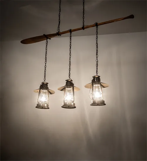 72" Long Paddle 3 Lantern Oblong Pendant