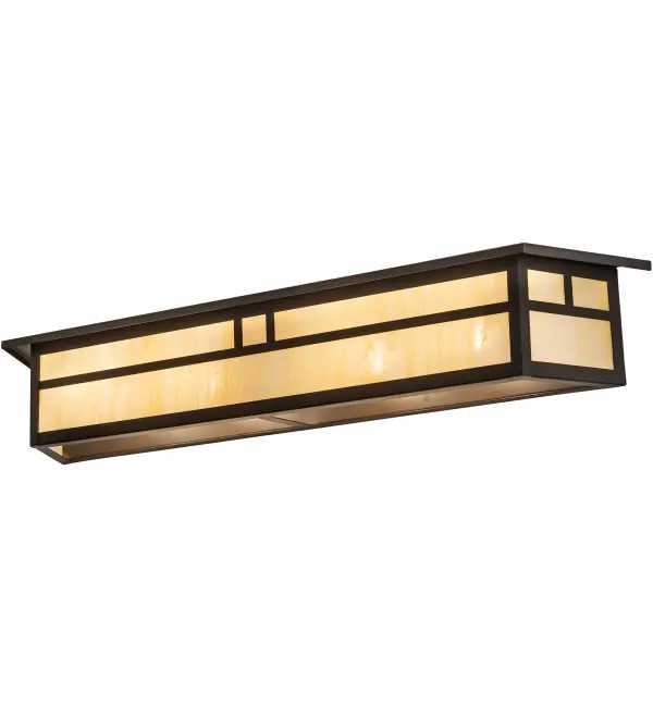 The Hyde Park Double Bar Mission Vanity Light is custom made from for both interior and outdoor applications. A stunning Craftsman Signature design statement emphatically presented with a striking Mission straight line design. Highlighted with Creme Carrare Idalight diffuser and a frame and hardware finished in an Oil Rubbed Bronze. Ideal for illuminating hallways as a wall sconce or a vanity light in a fine bath. Domestically Produced and Configured in our 180;000 sq ft manufacturing facility in Yorkville; NY. This Build Your Own lighting series offers fully configurable combinations of lantern styles; functions; fixture sizes and metal finishes. UL and cUL listed for dry; damp and wet locations.