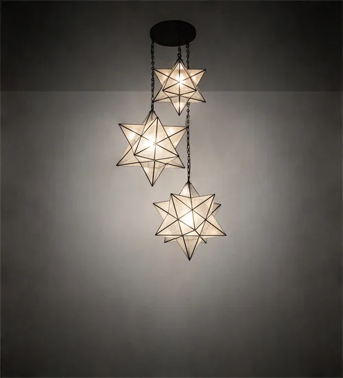 36" Wide Moravian Star 3 Light Cascading Pendant
