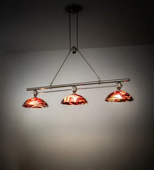 70" Long Deco Ball 3 Light Cabernet Swirl Island Pendant - Image 1