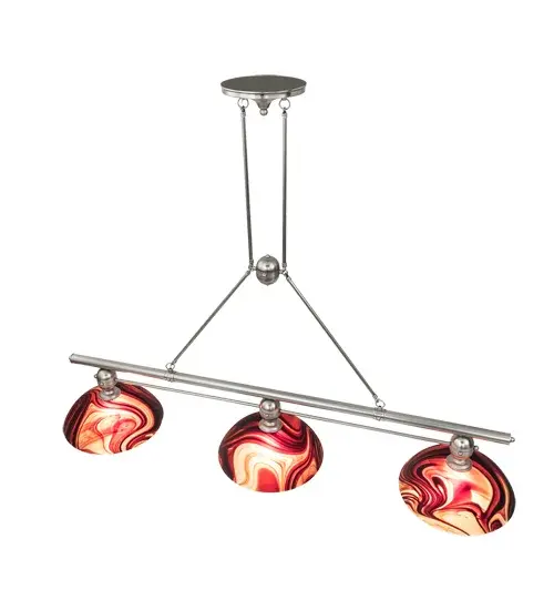 70" Long Deco Ball 3 Light Cabernet Swirl Island Pendant - Image 4