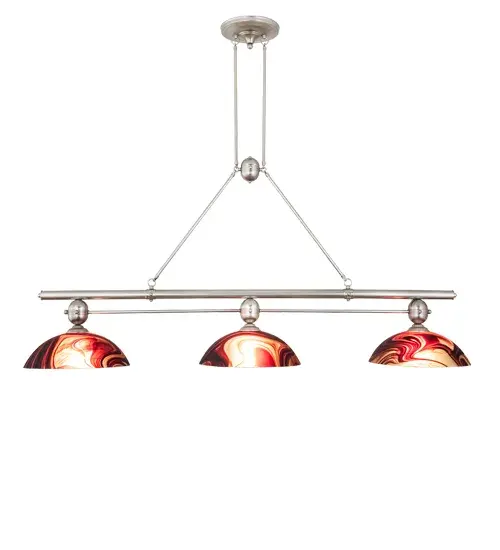 70" Long Deco Ball 3 Light Cabernet Swirl Island Pendant - Image 5