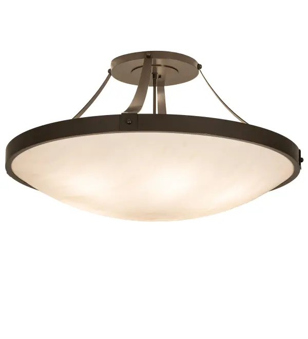 Sleek contemporary lines are featured on this Urban flushmount handcrafted in the USA by highly skilled artisans. The ceiling fixture features a Whitestone Idalight diffuser that is complemented with hardware in a Timeless Bronze finish. Handmade by highly skilled artisans in the USA. Custom colors; styles; sizes and dimmable energy efficient lamping options such as LED are available. The fixture is UL and cUL listed for dry and damp locations.