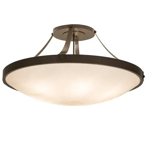 Sleek contemporary lines are featured on this Urban flushmount handcrafted in the USA by highly skilled artisans. The ceiling fixture features a Whitestone Idalight diffuser that is complemented with hardware in a Timeless Bronze finish. Handmade by highly skilled artisans in the USA. Custom colors; styles; sizes and dimmable energy efficient lamping options such as LED are available. The fixture is UL and cUL listed for dry and damp locations. - alternate view