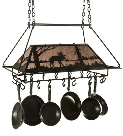 40" Long Moose at Lake 3 Light Pot Rack - Image 3