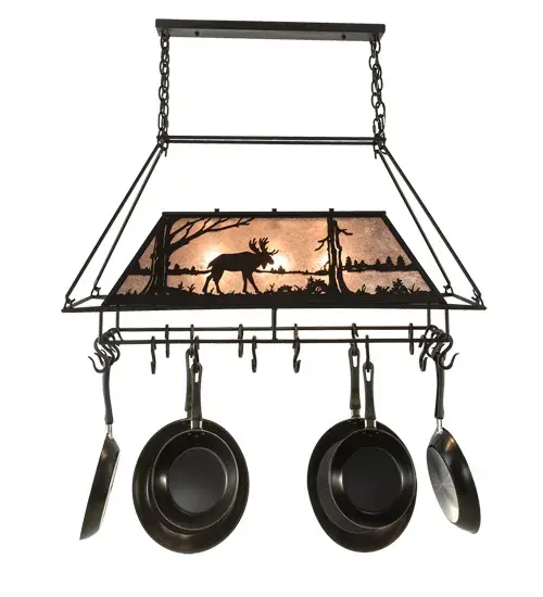 40" Long Moose at Lake 3 Light Pot Rack - Image 5