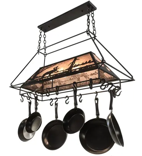 40" Long Moose at Lake 3 Light Pot Rack - Image 6
