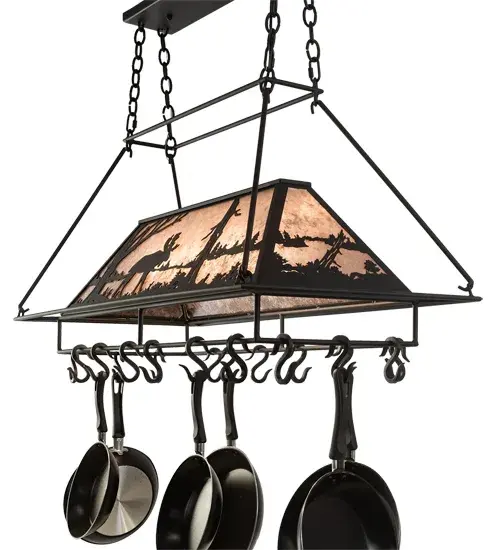 40" Long Moose at Lake 3 Light Pot Rack - Image 7