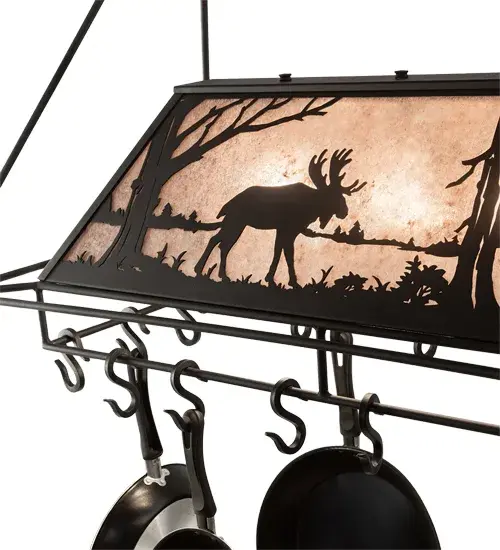 40" Long Moose at Lake 3 Light Pot Rack - Image 9