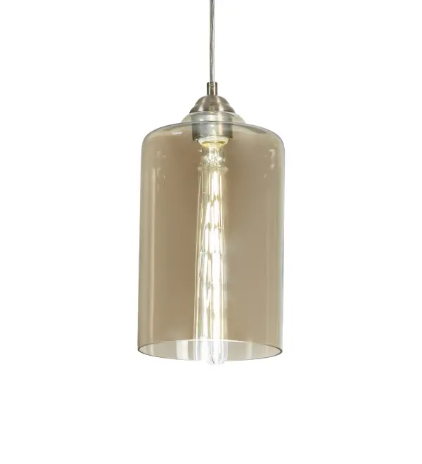 The material is Steel and Glass. The finish is Brushed Nickel. The glass is Amber.