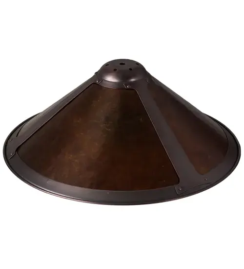 This shade is created in the tradition of master artisans. It features stunning Amber Mica panels, which are complemented by a Mahogany Bronze finished frame. The shade pairs well with a base to create a table or floor lamp and matches hardware to create a chandelier, pendant, or flush mount. The Sutter Shade is featured in our American-designed, handcrafted Arts and Crafts Lighting Collection. Collection: Sutter Finish: Mahogany Bronze Glass: Amber Mica Width: 17.00" Height: 6.50" Length: 17.00" Weight: 1.00 lb Extension from Wall: 5.50" Number of Bulbs: 6 Bulb Type: A19 Bulb Base: E26 Material: Steel Country of Origin: CHINA Safety Listing: Dry Safety Rating: Dry - alternate view
