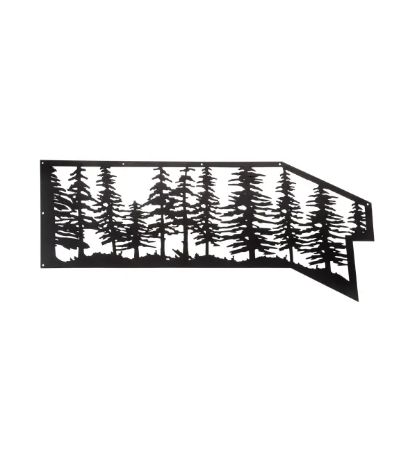 This stunning; decorative railing features a beautiful metal motif highlighting Tall Pine trees growing high among the woodlands. The lengthy fixture; which is built for interior and exterior spaces; displays this exquisite metal motif in a Solar Black finish. The Tall Pines Railing is included in our American-made; American-designed; handcrafted Nature Inspired Collection; which is manufactured in Yorkville; New York. Upstate New York's adventurous playland; known as the Adirondack Mountains; with its many breathtaking forests; lakes; and rivers; is the spiritual birthplace of Meyda and inspires our rustic-themed collections.