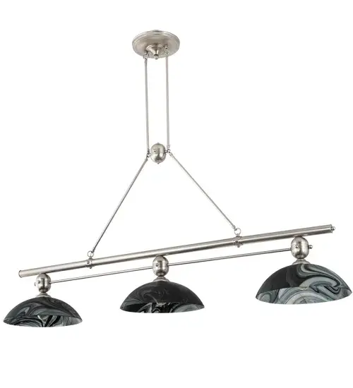 70" Long Deco Ball 3 Light Noir Swirl Island Pendant - Image 3