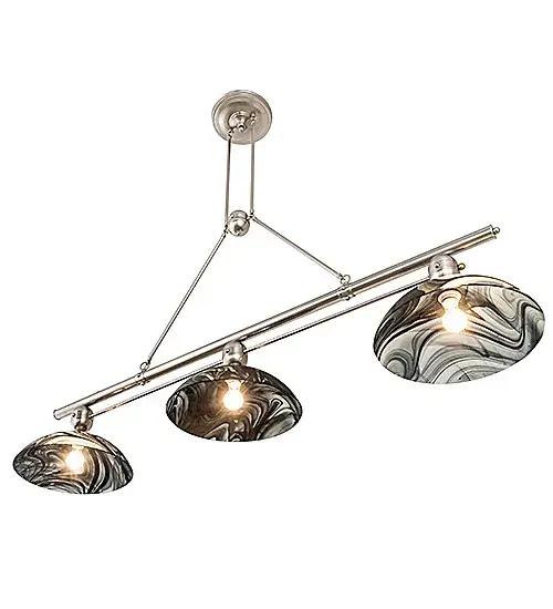 70" Long Deco Ball 3 Light Noir Swirl Island Pendant - Image 4