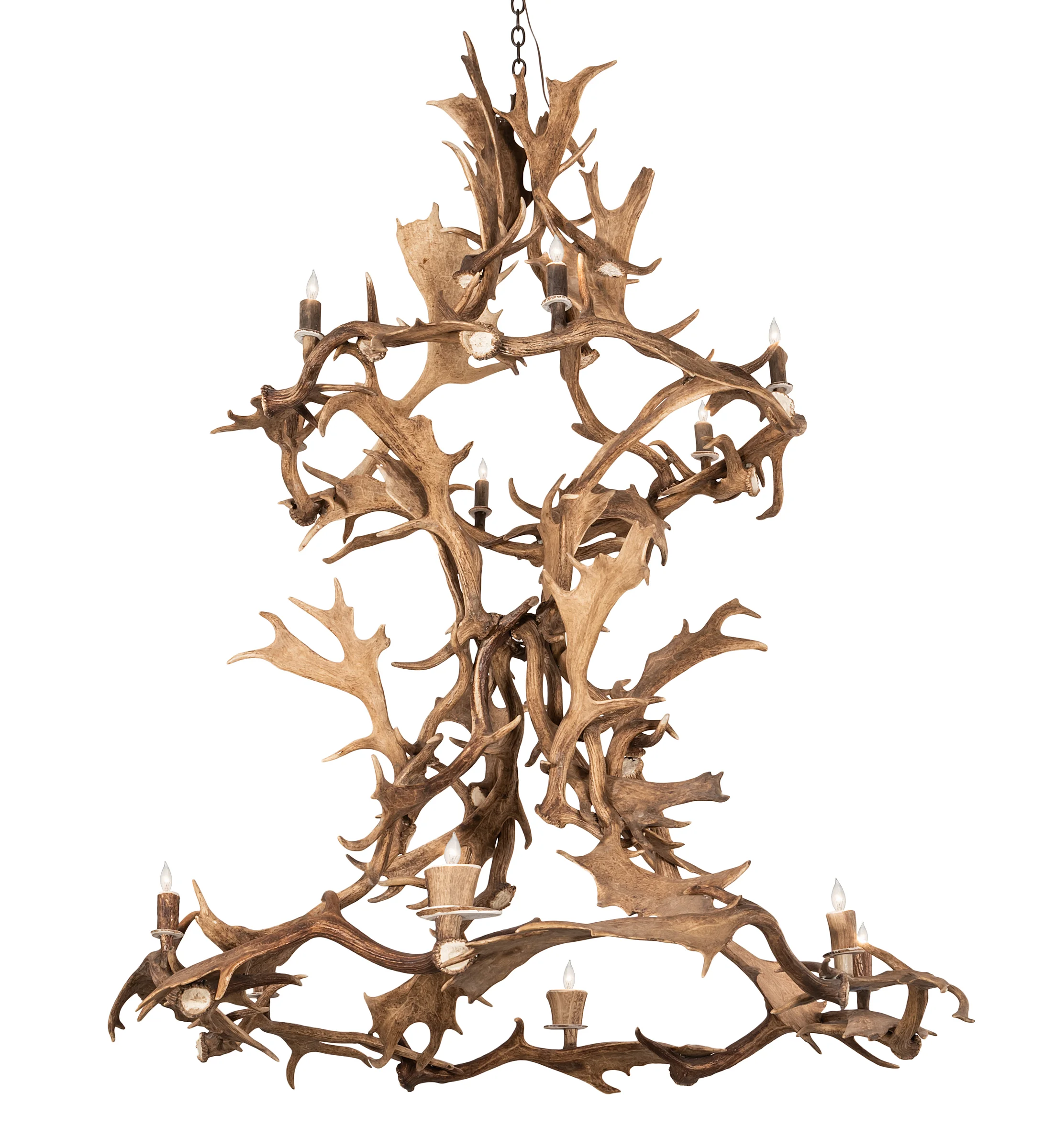 Antlers 12 Light Chandelier in Mahogany Bronze