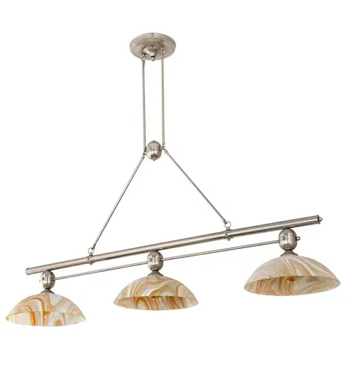 70" Long Deco Ball Cognac Swirl Glass 3 Light Island Pendant - Image 3