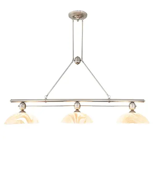 70" Long Deco Ball Cognac Swirl Glass 3 Light Island Pendant - Image 5