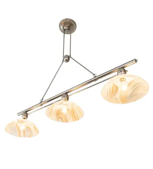 70" Long Deco Ball Cognac Swirl Glass 3 Light Island Pendant - Image 6