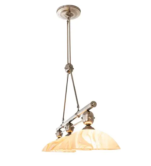 70" Long Deco Ball Cognac Swirl Glass 3 Light Island Pendant - Image 7