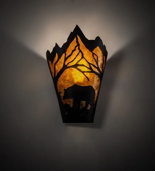 8" Wide Bear at Dawn Left Wall Sconce