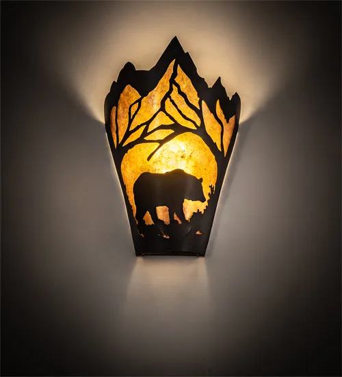8" Wide Bear at Dawn Right Wall Sconce