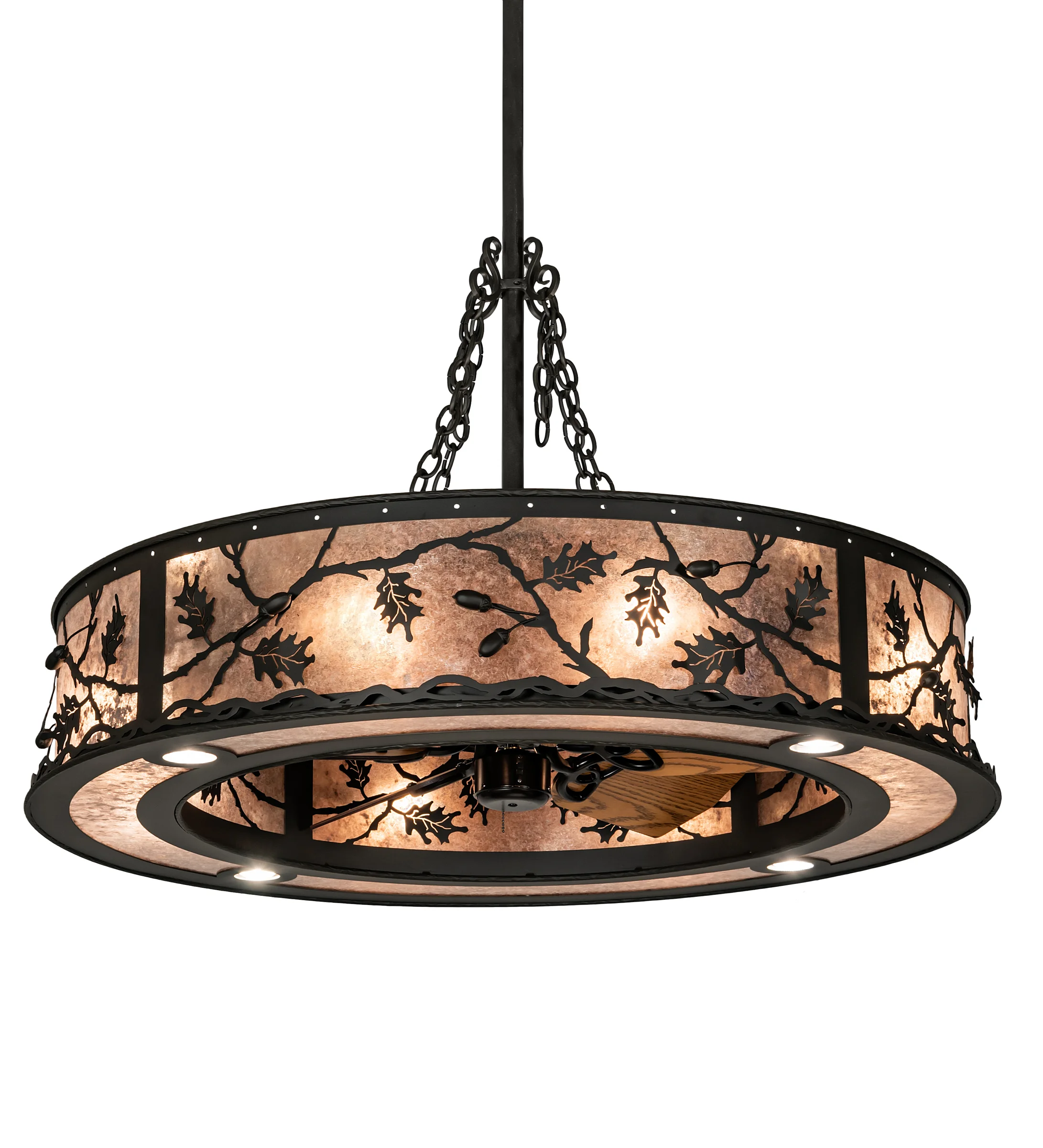 Oak Leaf & Acorn Eight Light Chandel-Air in Oil Rubbed Bronze