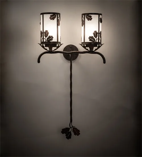 20" Wide Blue Oak 2 Light Wall Sconce