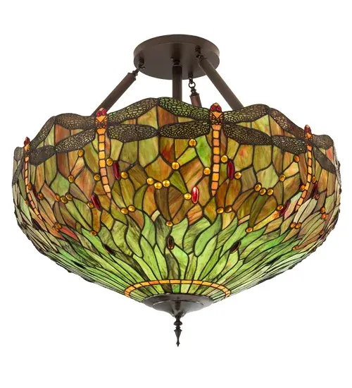 The material is Steel and Glass. The finish is Mahogany Bronze. The shade is Stained Glass. - alternate view