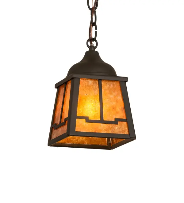 A minimalist abstract view of a Valley design comes to light with this Craftsman styled ceiling fixture. This striking pendant highlights an Amber Mica shade which is complemented with an Oil Rubbed Bronze finish. Create a stunning design statement by placing a group of the mini pendants across an island; table; counter or bar. Overall height ranges from 12 to 83 inches as the chain can be easily adjusted in the field. Made to Order in our 180;000 sq ft US manufacturing facility in Yorkville; New York; at the foothills of the glorious Adirondack Mountains. Customize shade colors; metal finishes and pendant sizes to your taste. UL and cUL listed for dry and wet locations.