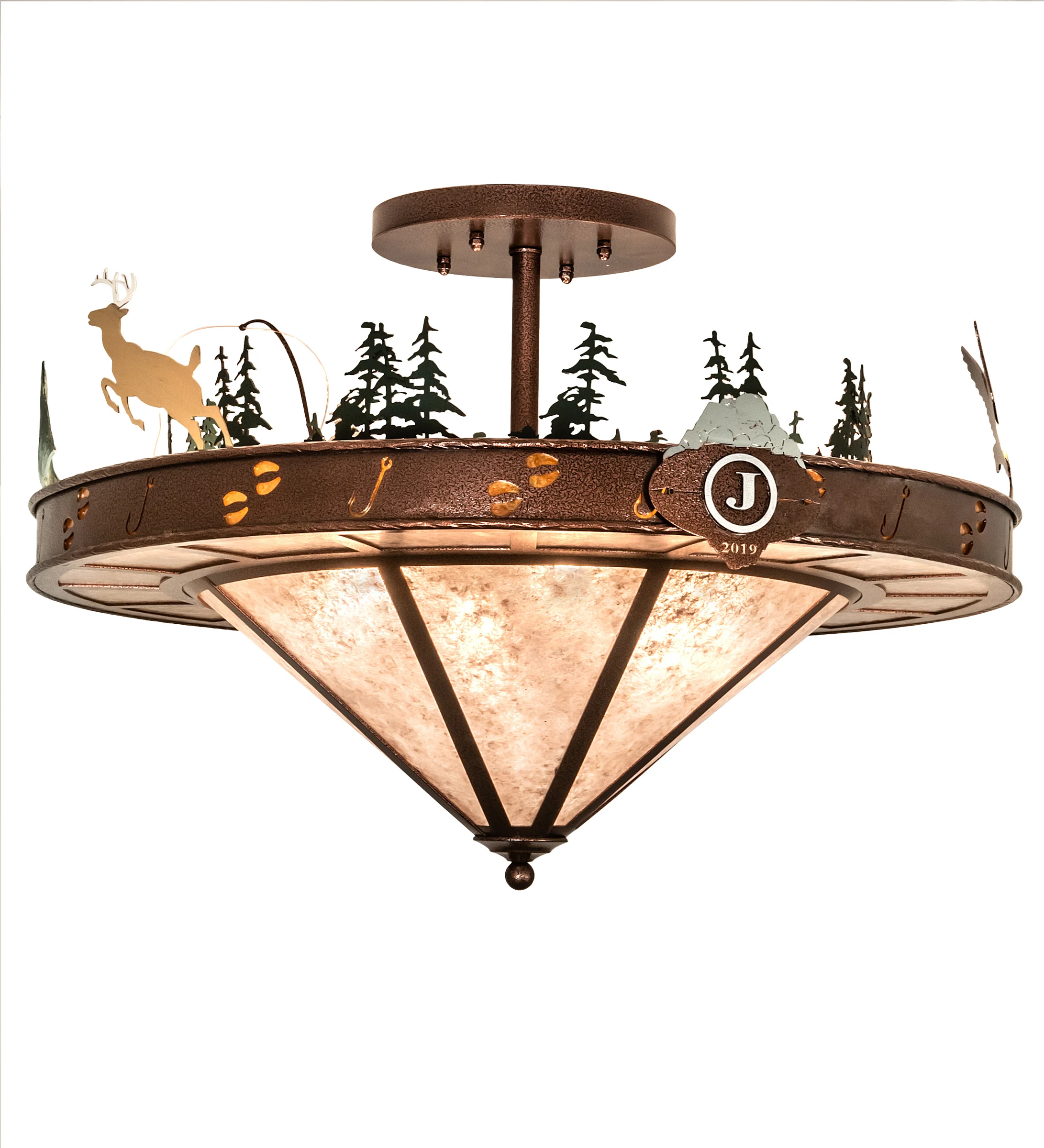 Wildlife Six Light Semi-Flushmount in New Copper Vein