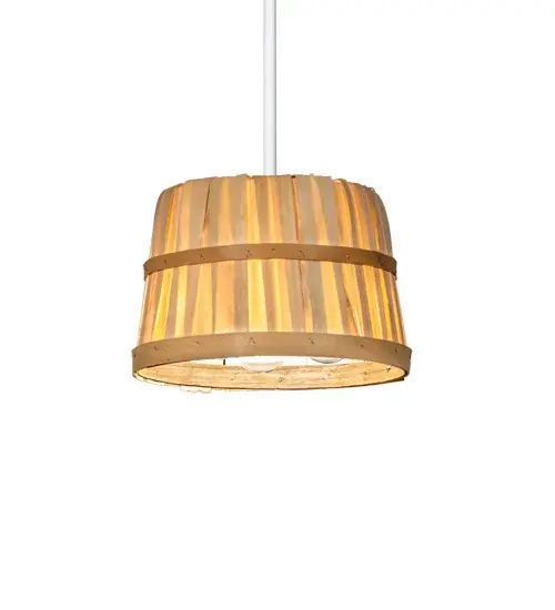 Elegant charm blends with rustic beauty. This unique ceiling pendant is handcrafted with a Bushel Basket traditionally bound to hold and carry fruit, vegetables, leaves and other materials. The authentic Wooden Basket features hardware finished in White. Handcrafted by highly skilled artisans in our 180,000 square manufacturing facility in Yorkville, New York. Shade styles, metal finishes and pendant sizes can be customized. UL and cUL listed for dry and damp locations. Collection: Bushel Basket Finish: White Glass: White Width: 11.00" Height: 34.00" Length: 11.00" Weight: 2.50 lb Number of Bulbs: 3 Maximum Wattage: 11.50 W Bulb Type: A19 Bulb Base: E26 Light Source: LED Material: Steel Country of Origin: USA Safety Listing: Damp Safety Rating: Damp LED