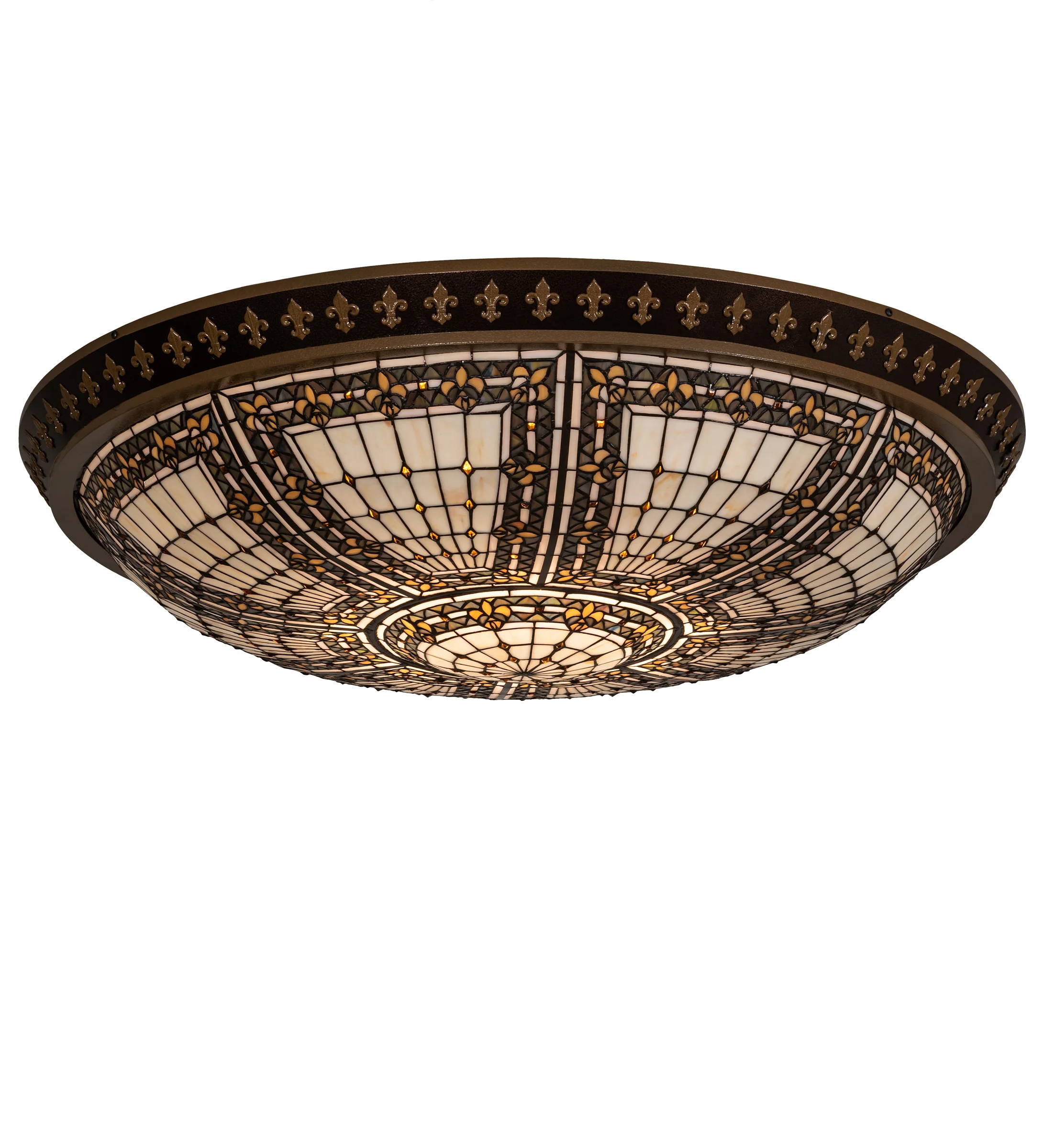 Fleur-De-Lis Eight Light Flushmount in Copper Vein/Gold