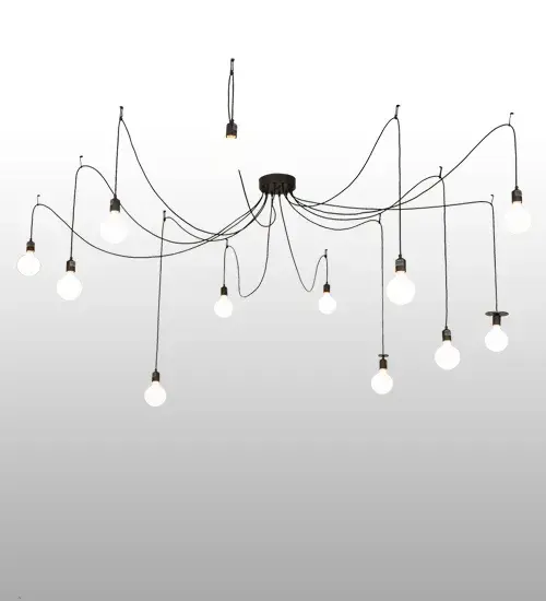 Designed like a festive garland of party lights for a special occasion or ambience in a residence; lounge or restaurant. Castiliolite features twelve lamps draped with Black cord from the ceiling. The pendant is complemented with an Oil Rubbed Bronze finish. The overall height ranges from 12 to 70 inches as the cord lengths can be easily adjusted in the field to accommodate your specific lighting application needs. Custom crafted by highly skilled artisans in our 180;000 square foot manufacturing facility in Yorkville; New York. Lamping styles; metal finishes and fixture sizes can be customized to your needs. UL and cUL listed for dry and damp locations. - alternate view