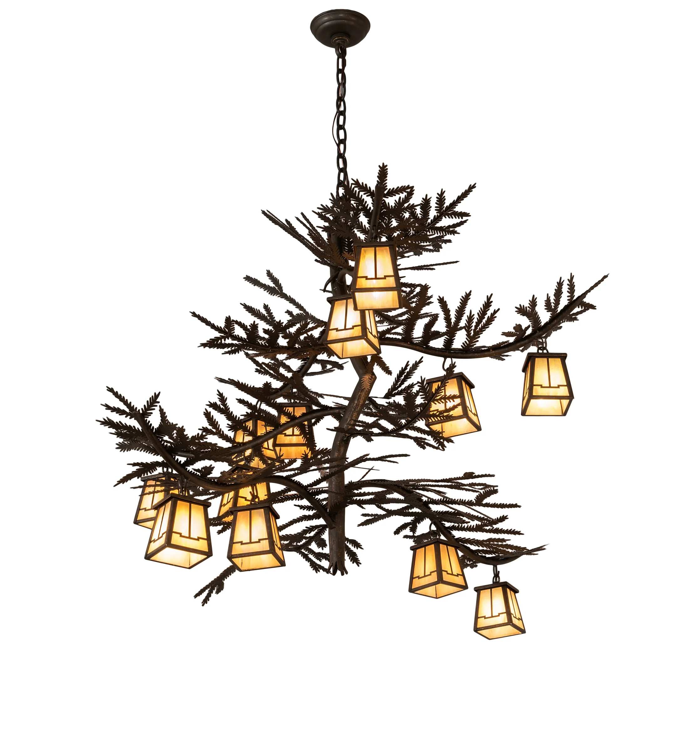 Pine Branch 12 Light Chandelier in Gilded Tobacco