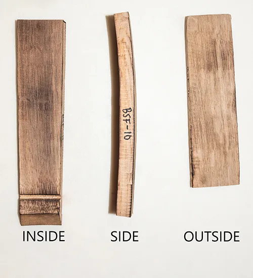 Barrel Stave Finish Birch Veneer Lightly Charred Swatch