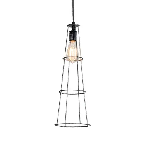 The material is Steel. The finish is Galvanized and Solar Black. Collection: Tomato Finish: Galvanized/Solar Black Glass: Black Glass Width: 6.00" Height: 21.00" Length: 6.00" Weight: 2.00 lb Number of Bulbs: 1 Maximum Wattage: 7.50 W Bulb Type: LED Bulb Base: E26 Light Source: LED Material: Steel Country of Origin: USA Safety Listing: Damp Safety Rating: Damp LED