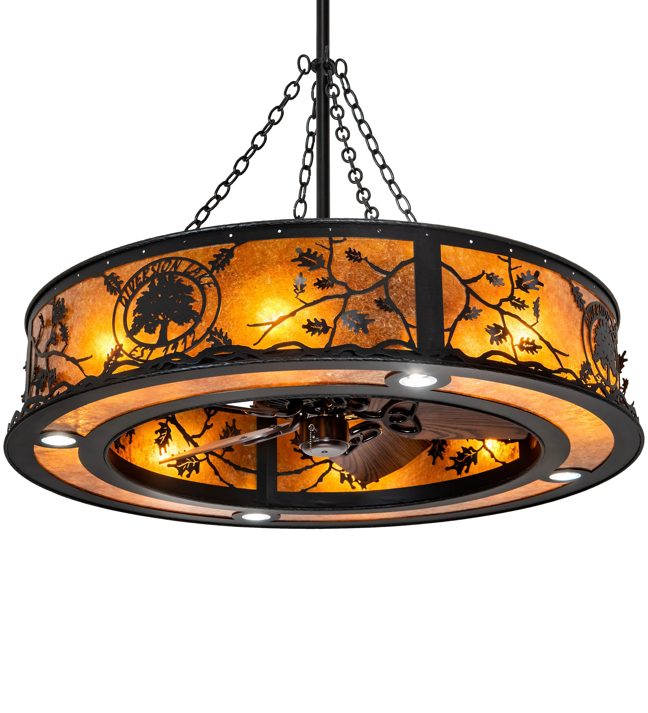 Personalized 12 Light Chandel-Air in Textured Black Oiled Bronze//Dark Oak Blades