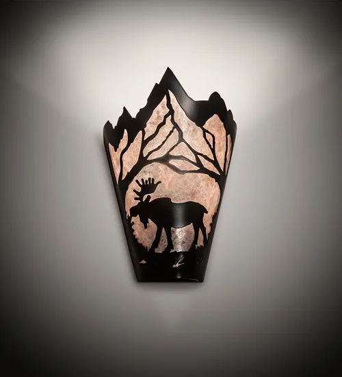 8" Wide Moose at Dawn Left Wall Sconce