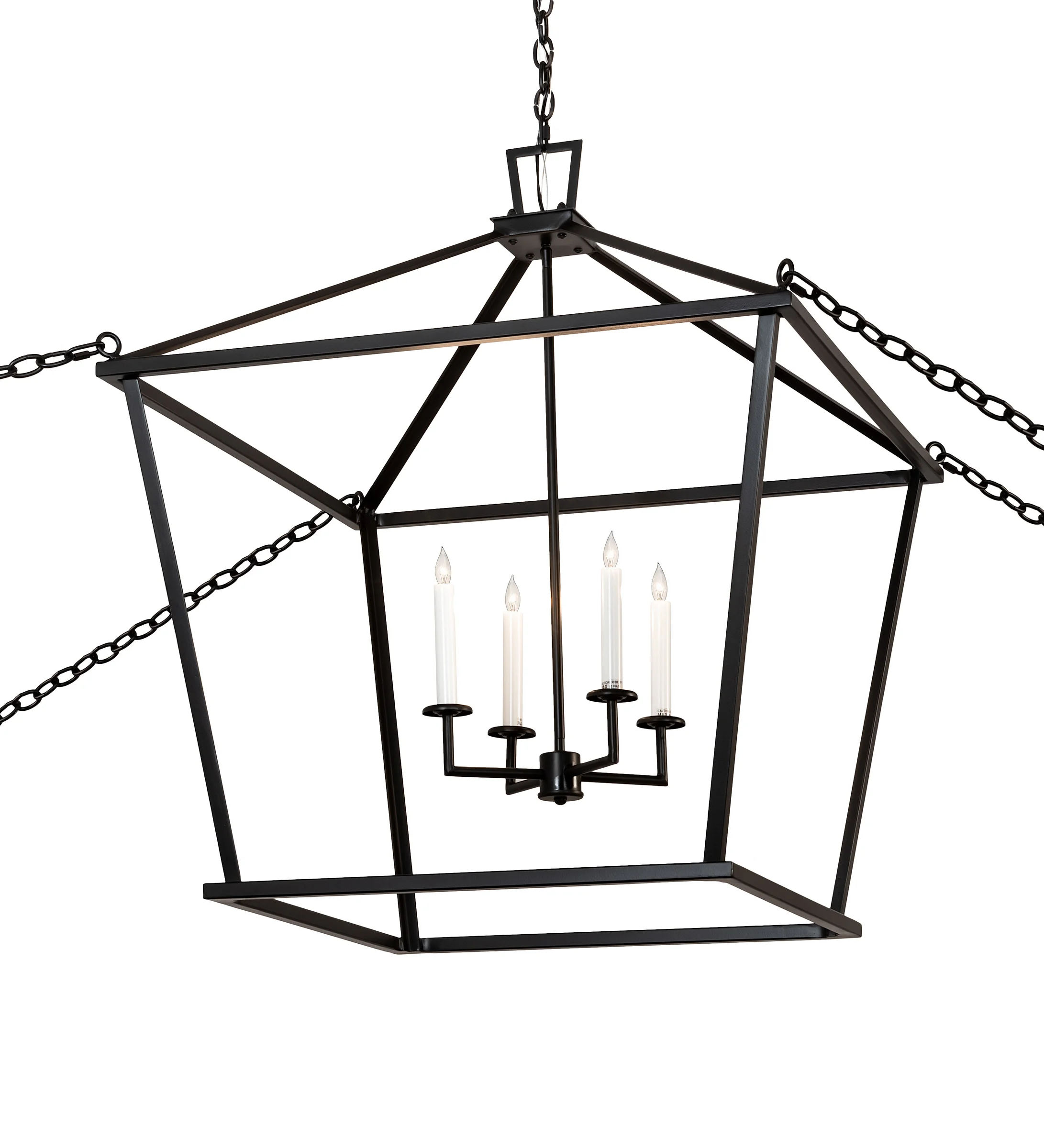 Kitzi Four Light Pendant in Flat Black And White