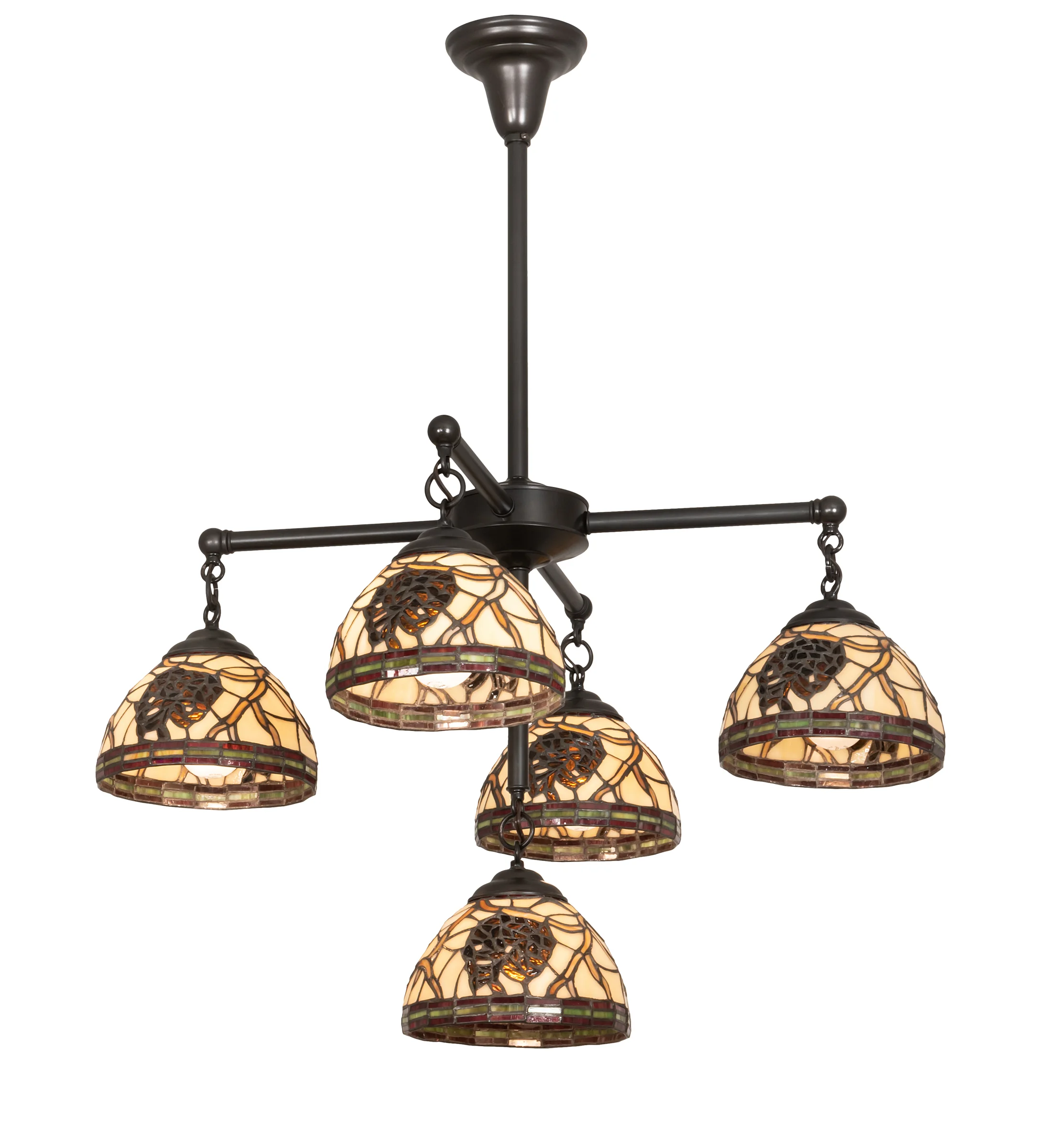 Pinecone Five Light Chandelier in Craftsman Brown