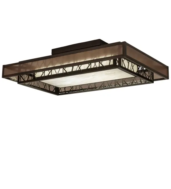 Quadrato Rich Umador features a stunning Abstract styled frame surrounding a Brown TextraLite Band outlined by a Dark Brown finish. The Creme Carrare Idalight bottom diffuser is enhanced with a White finished inner frame. The Quadrato Rich Umador Semi-Flushmount is included in our American-made; American-designed; handcrafted Abstract Lighting Collection. Manufactured in Yorkville; New York. UL and cUL listed for dry and damp locations.