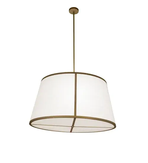 A sophisticated; architecturally styled fixture is designed with a unique; fresh; and stylish pizazz. Give your decor an extra edge with this breathtaking fixture; highlighted by a solid metal structure. The Off-White Linen shade is enhanced with a beautiful Matte Buttered Brass finish. The Cilindro Tapered Pendant is included in our American-made; American-designed; handcrafted Modern Lighting Collection. Manufactured in Yorkville; New York. UL and cUL listed for dry and damp locations; however; we do not recommend installing it in spaces that experience a large amount of moisture due to the fabric shade. - alternate view