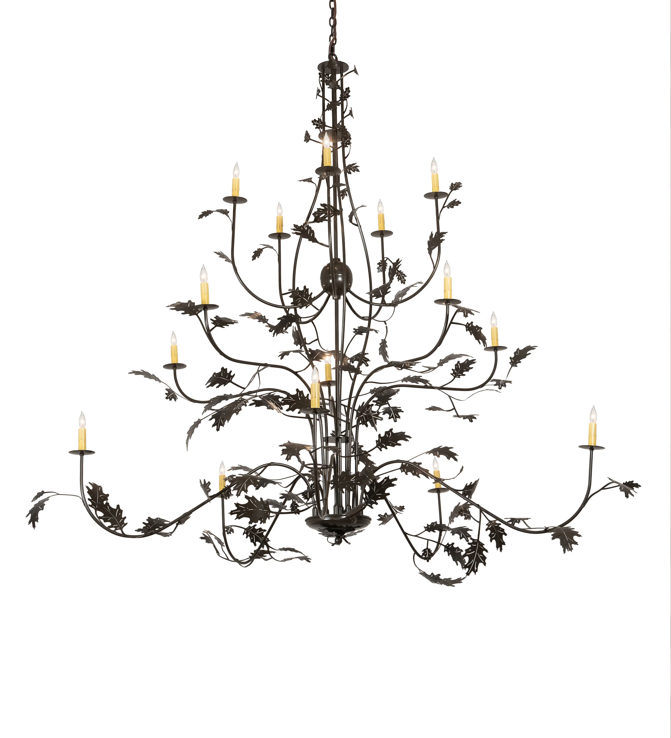 Oak Leaf 15 Light Chandelier in Timeless Bronze