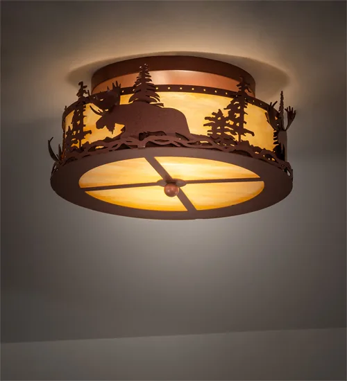 18" Wide Moose at Dusk Flushmount