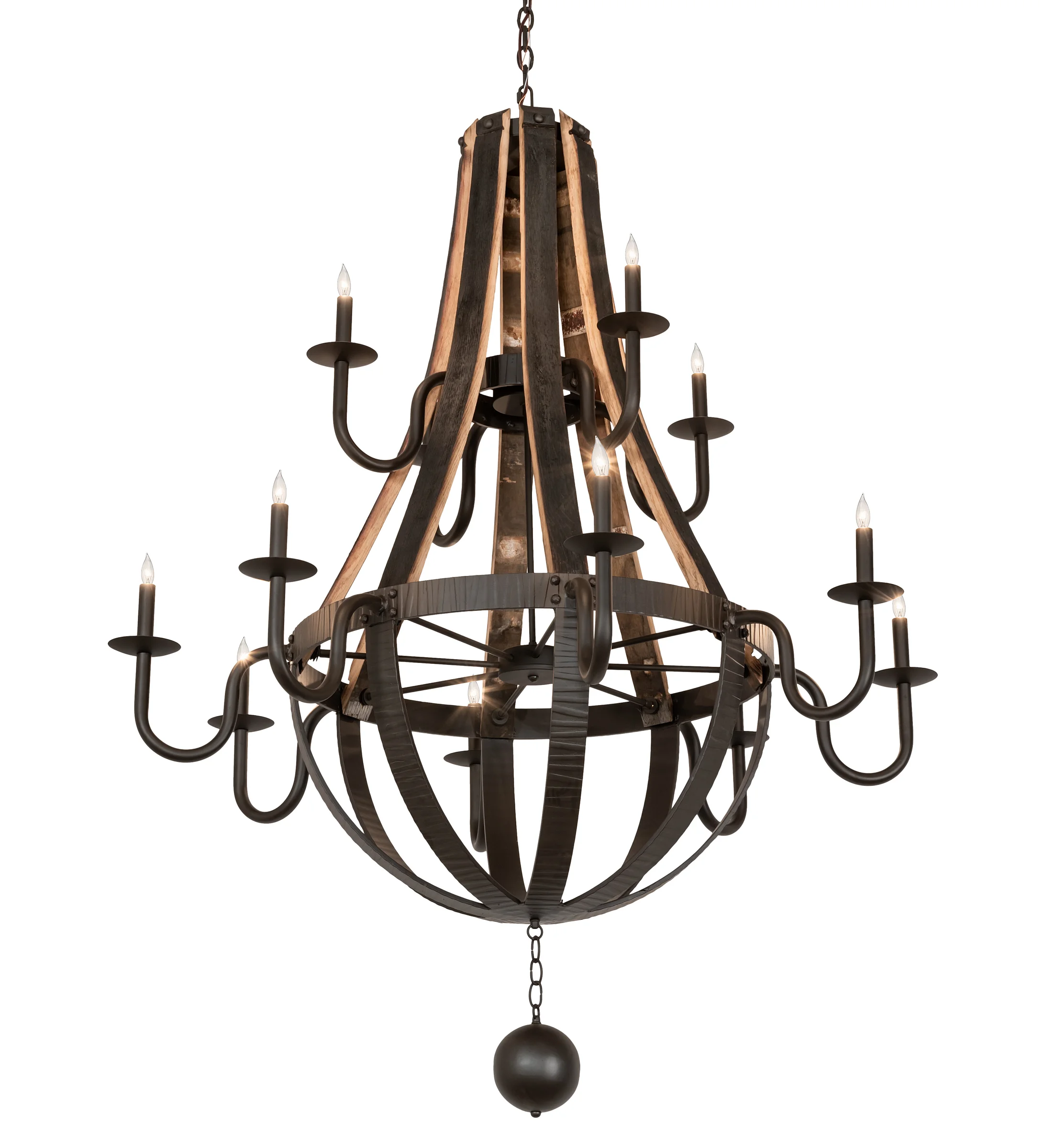 Barrel Stave 12 Light Chandelier in Oil Rubbed Bronze