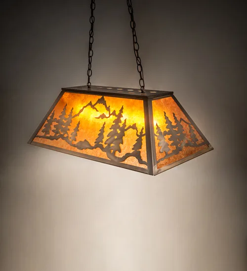 33" Long Mountain Range Gros Ventre WY Oblong Pendant