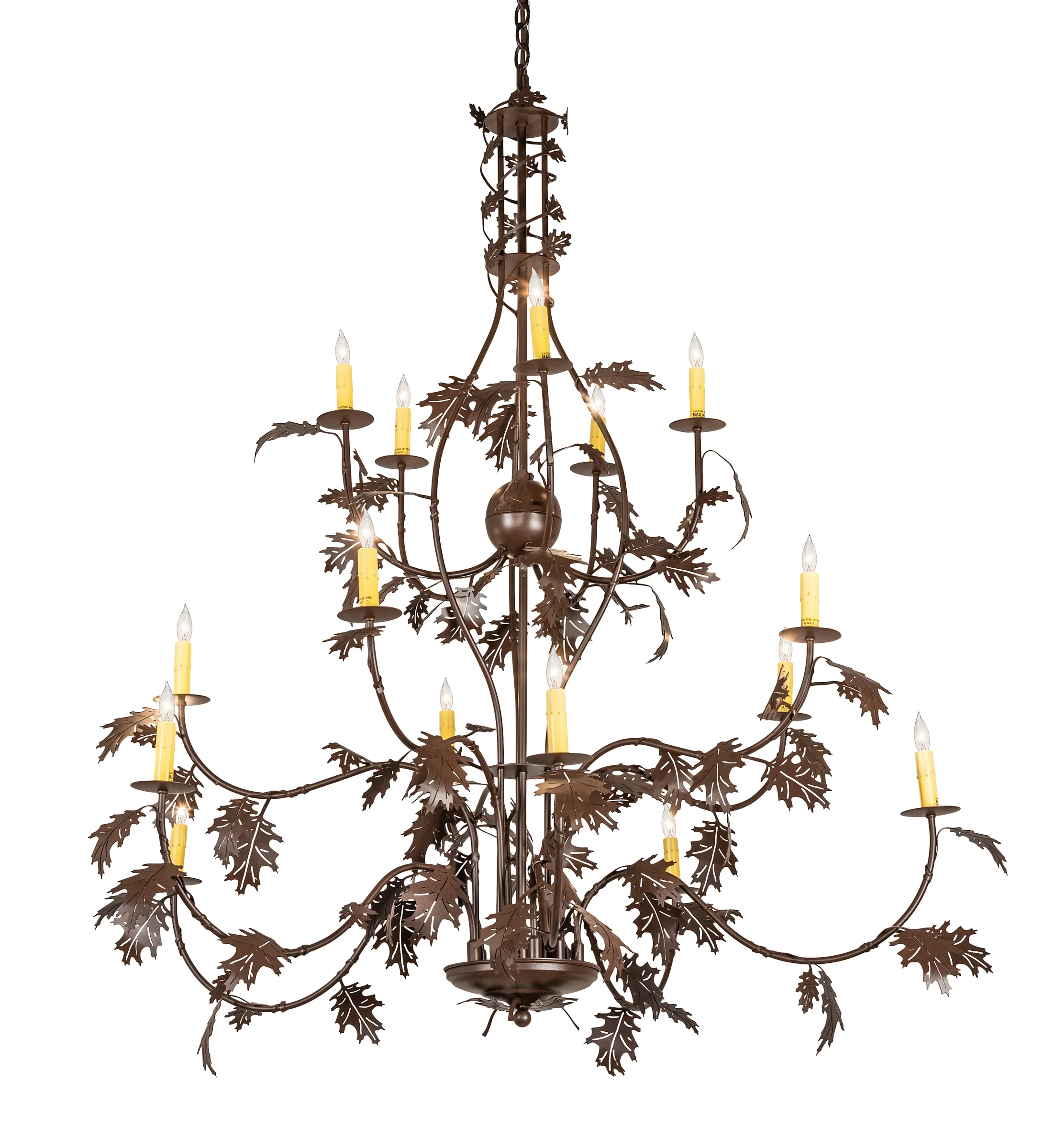 Oak Leaf 15 Light Chandelier in Cafe Noir