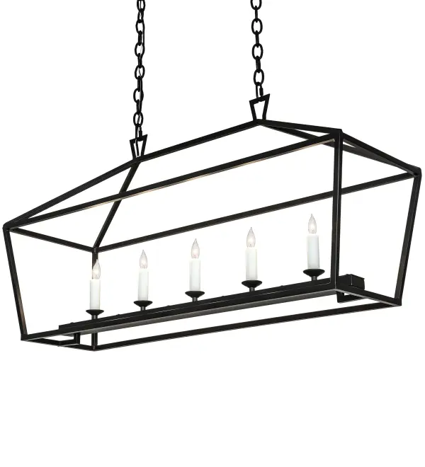 A sophisticated architecturally styled fixture is designed with a pizazz that is unique; fresh and stylish. Give your decor an extra edge with this breathtaking fixture which is highlighted with a solid structure. Beautiful ambient illumination is projected by five White faux candlelights. The solid constructed hardware is featured in a Flat Black finish. Ideal for illumination over islands; counters; bars and tables. Overall height ranges from 24 to 95 inches as chain length adjusts easily in the field. Handmade by highly skilled artisans in our 180;000 sq ft manufacturing facility in Yorkville; New York. Lens materials & metal finishes can be customized to your requirements. UL and cUL listed for dry and damp locations.