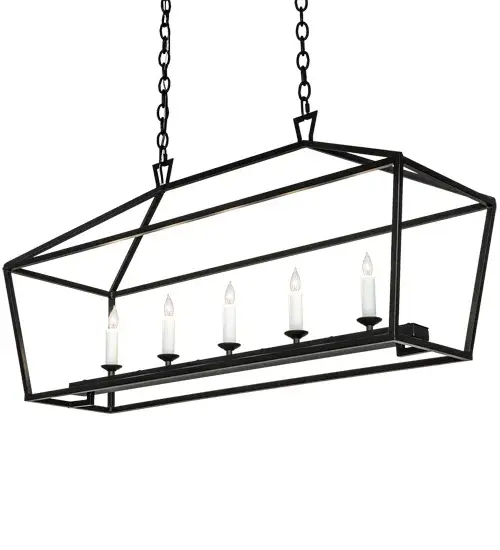 A sophisticated architecturally styled fixture is designed with a pizazz that is unique; fresh and stylish. Give your decor an extra edge with this breathtaking fixture which is highlighted with a solid structure. Beautiful ambient illumination is projected by five White faux candlelights. The solid constructed hardware is featured in a Flat Black finish. Ideal for illumination over islands; counters; bars and tables. Overall height ranges from 24 to 95 inches as chain length adjusts easily in the field. Handmade by highly skilled artisans in our 180;000 sq ft manufacturing facility in Yorkville; New York. Lens materials & metal finishes can be customized to your requirements. UL and cUL listed for dry and damp locations. - alternate view
